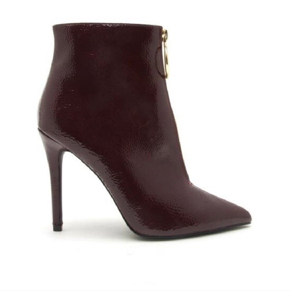 Burgundy booties PU LEATHER - Picture 2 of 8